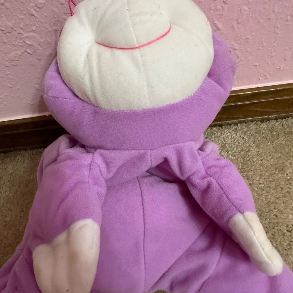 Fisher Price Rumple Cat Bear Purple Blue Nose Plush Soft Toy Vintage 1998 14”